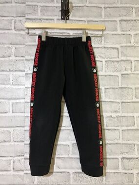 4/$20 Disney Junior Black Jogger Pants with Red Mickey Side Tape, size 4